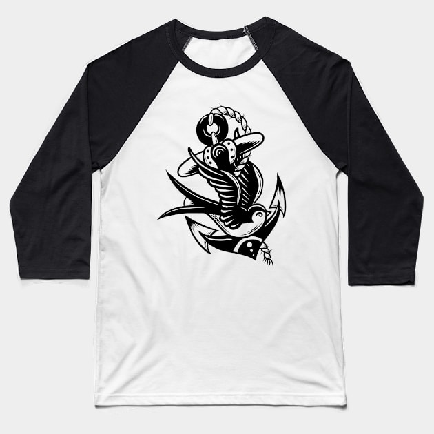 Bird and anchor Baseball T-Shirt by Adorline